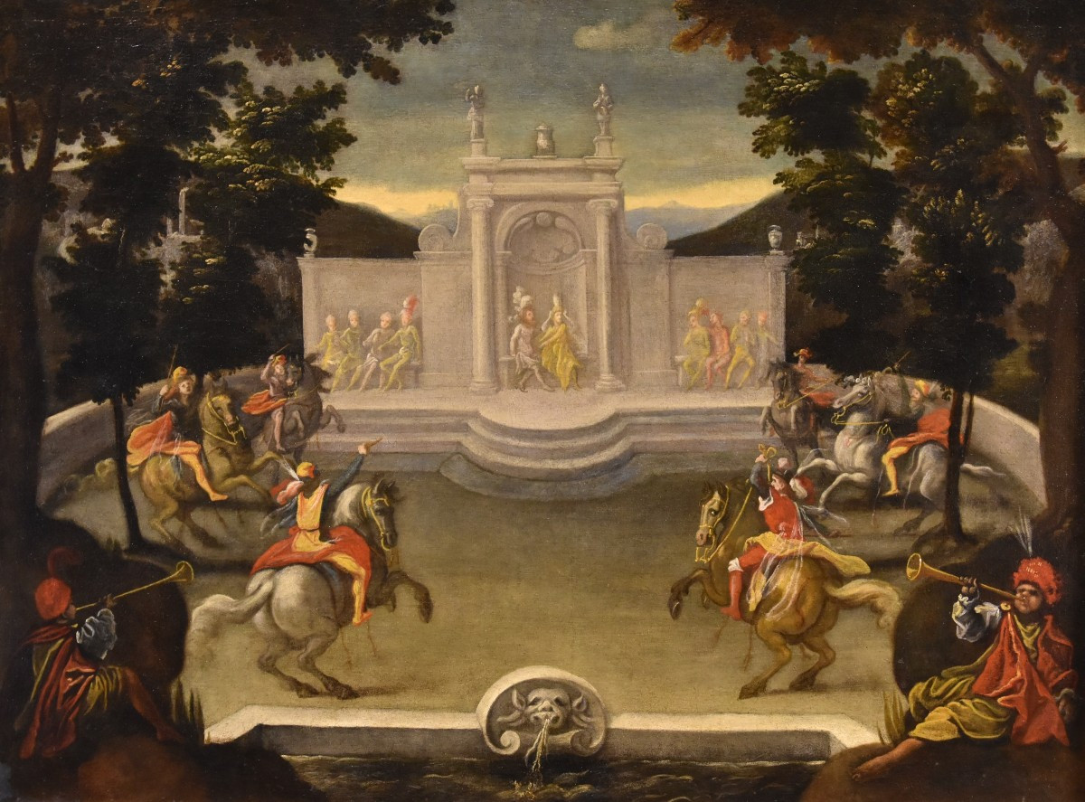 Renaissance Garden With Knightly Festival, Isaac De Moucheron (amsterdam 1667 - 1744) Circle