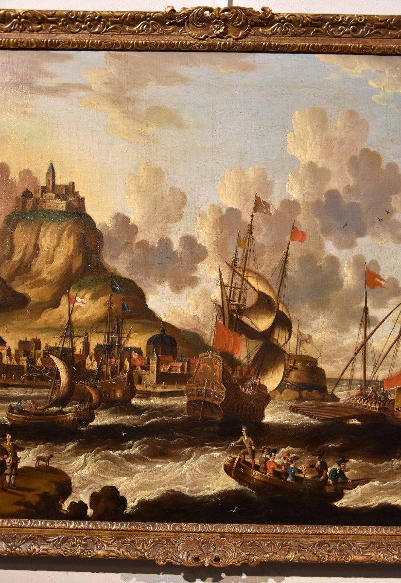 Peter Van Der Velde (Anvers 1634 - 1714), Vue Côtière Avec Navires Et Château (monogrammé)-photo-4