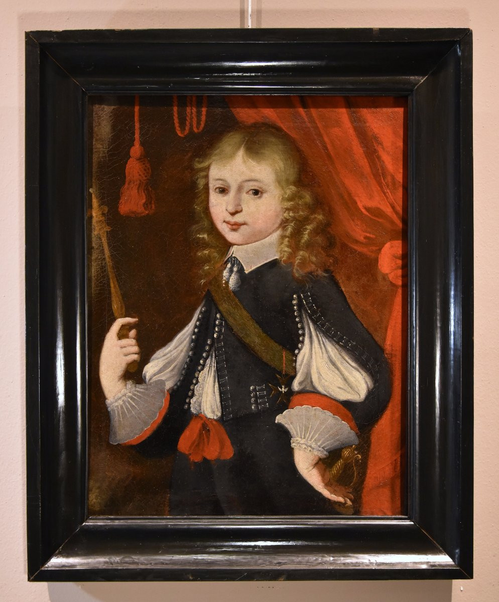 Portrait Of Louis XIV As A Child, French Painter 17th/18th Centuries-photo-3