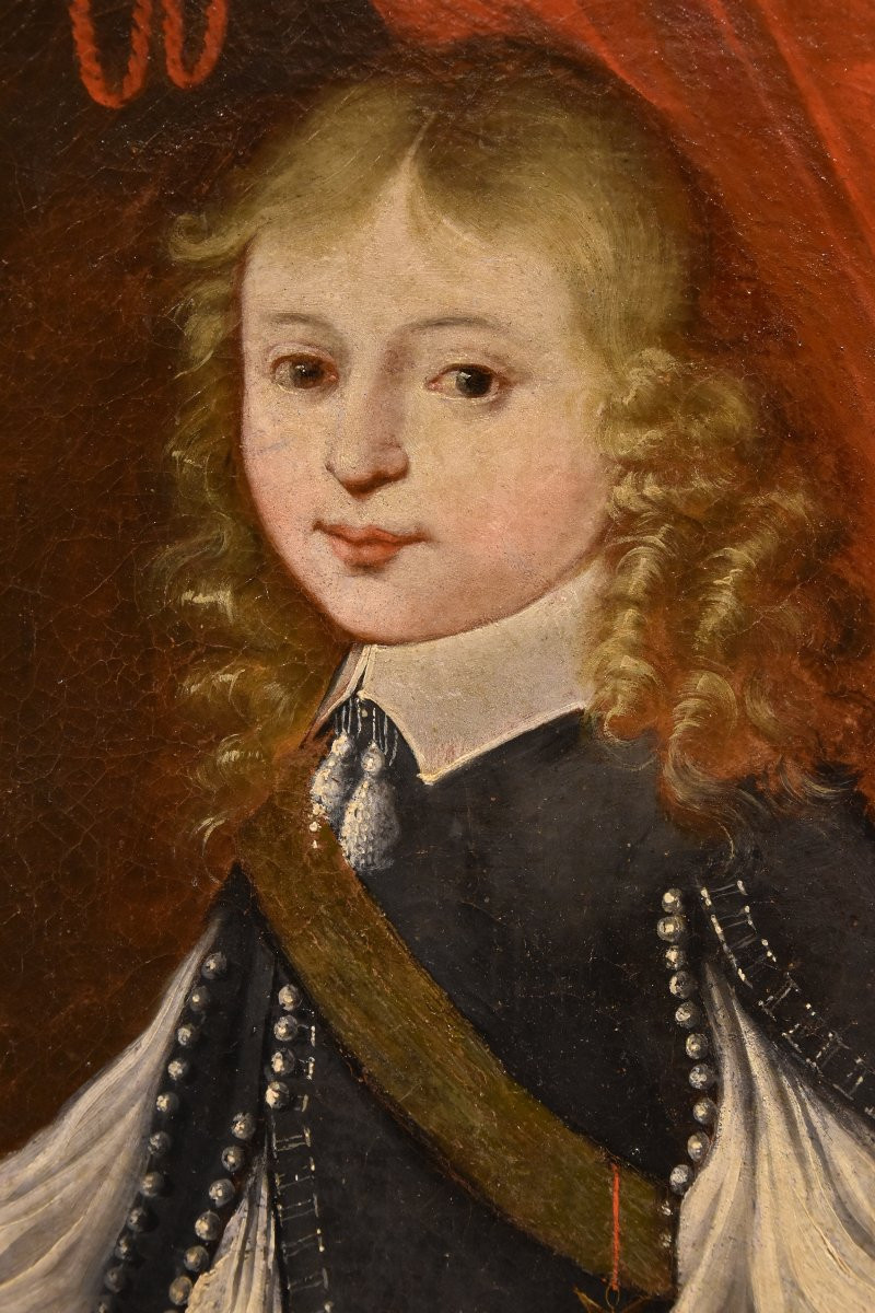 Portrait Of Louis XIV As A Child, French Painter 17th/18th Centuries-photo-4