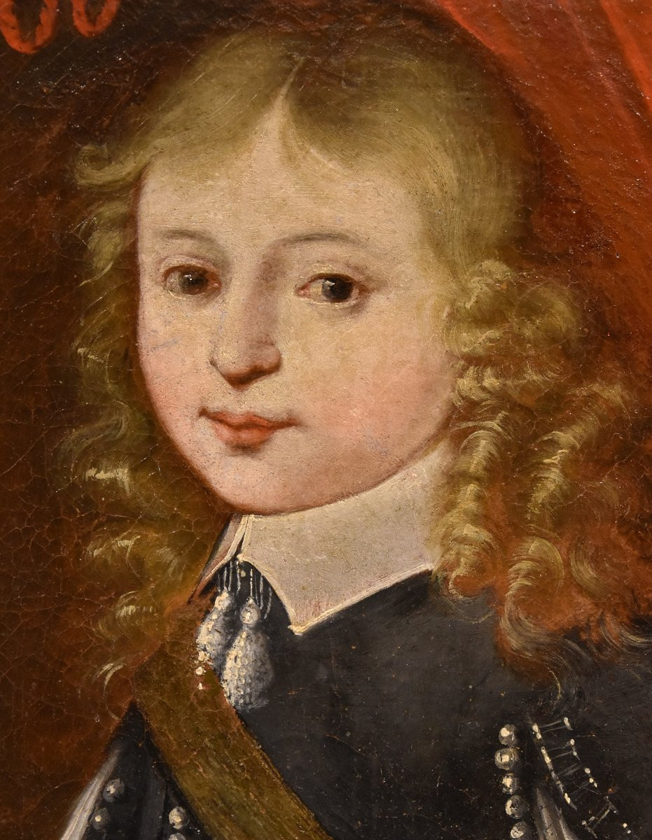 Portrait Of Louis XIV As A Child, French Painter 17th/18th Centuries-photo-5