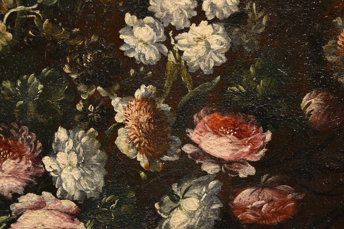 Andrea Scacciati (Florence 1642-1710), Composition De Fleurs Dans Un Vase En Relief (3 De 3)-photo-1