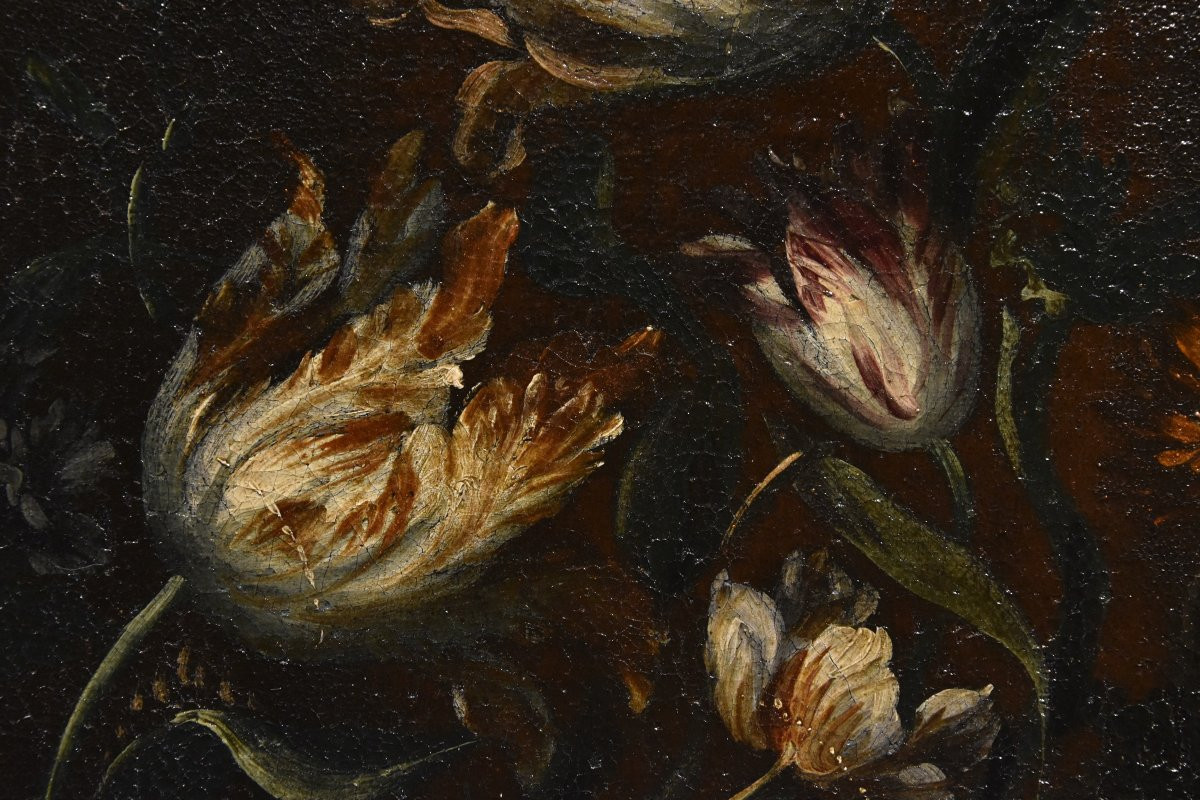 Andrea Scacciati (Florence 1642-1710), Composition De Fleurs Dans Un Vase En Relief (3 De 3)-photo-6