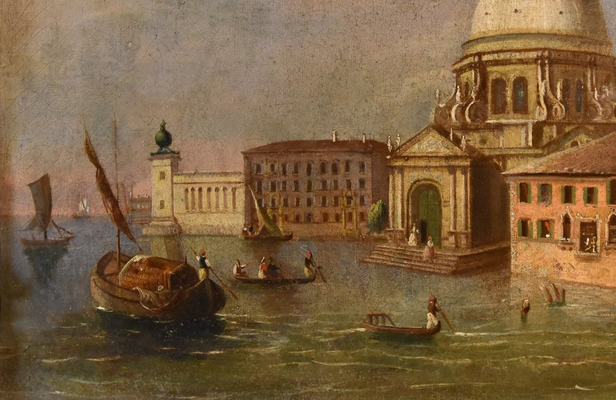 Giacomo Guardi (Venise, 1764 – 1835) suiveur, Venise avec la basilique Santa Maria della Salute-photo-2
