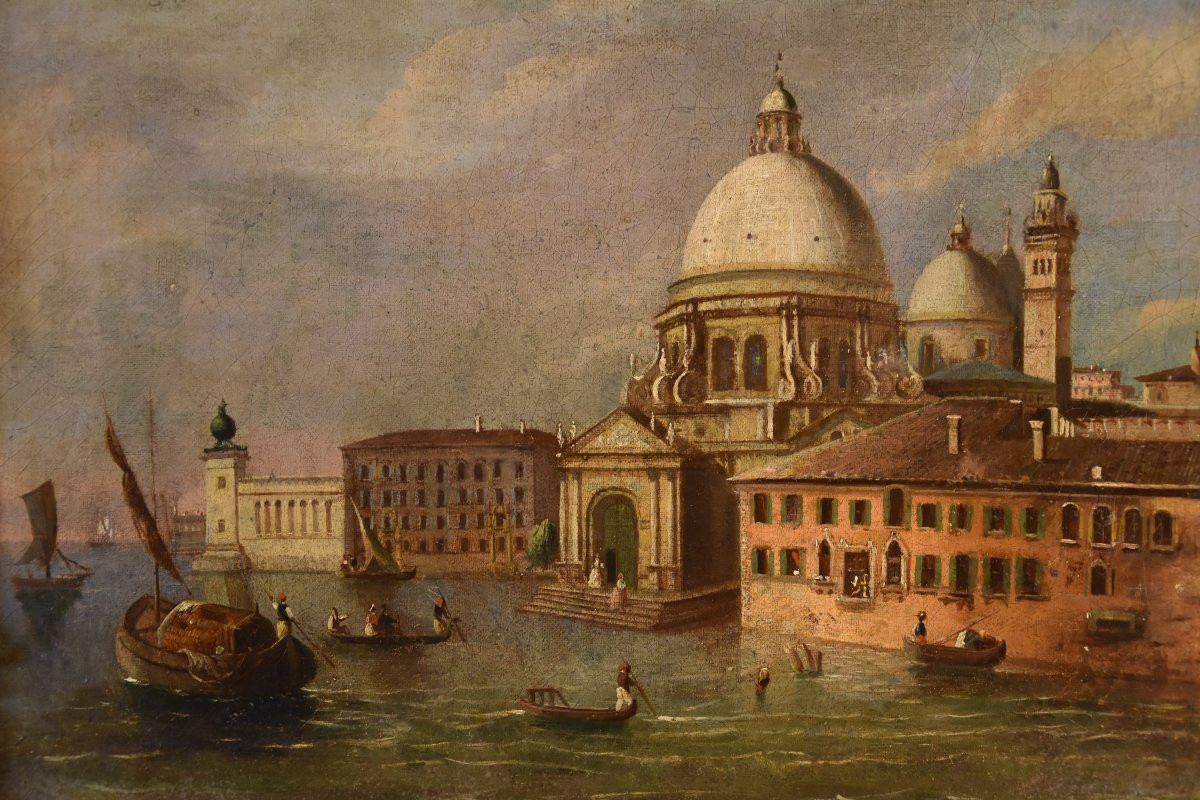 Giacomo Guardi (Venise, 1764 – 1835) suiveur, Venise avec la basilique Santa Maria della Salute-photo-3