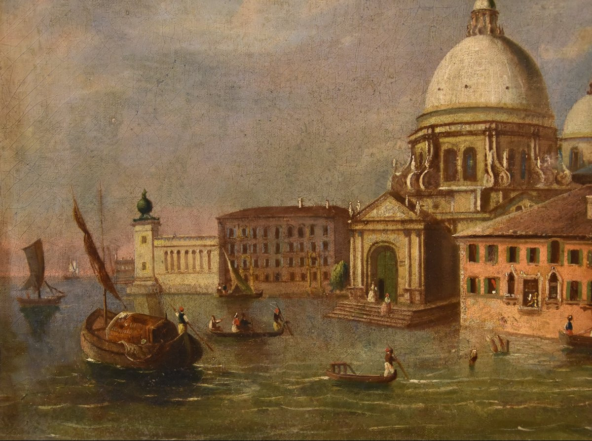 Giacomo Guardi (Venise, 1764 – 1835) suiveur, Venise avec la basilique Santa Maria della Salute-photo-4