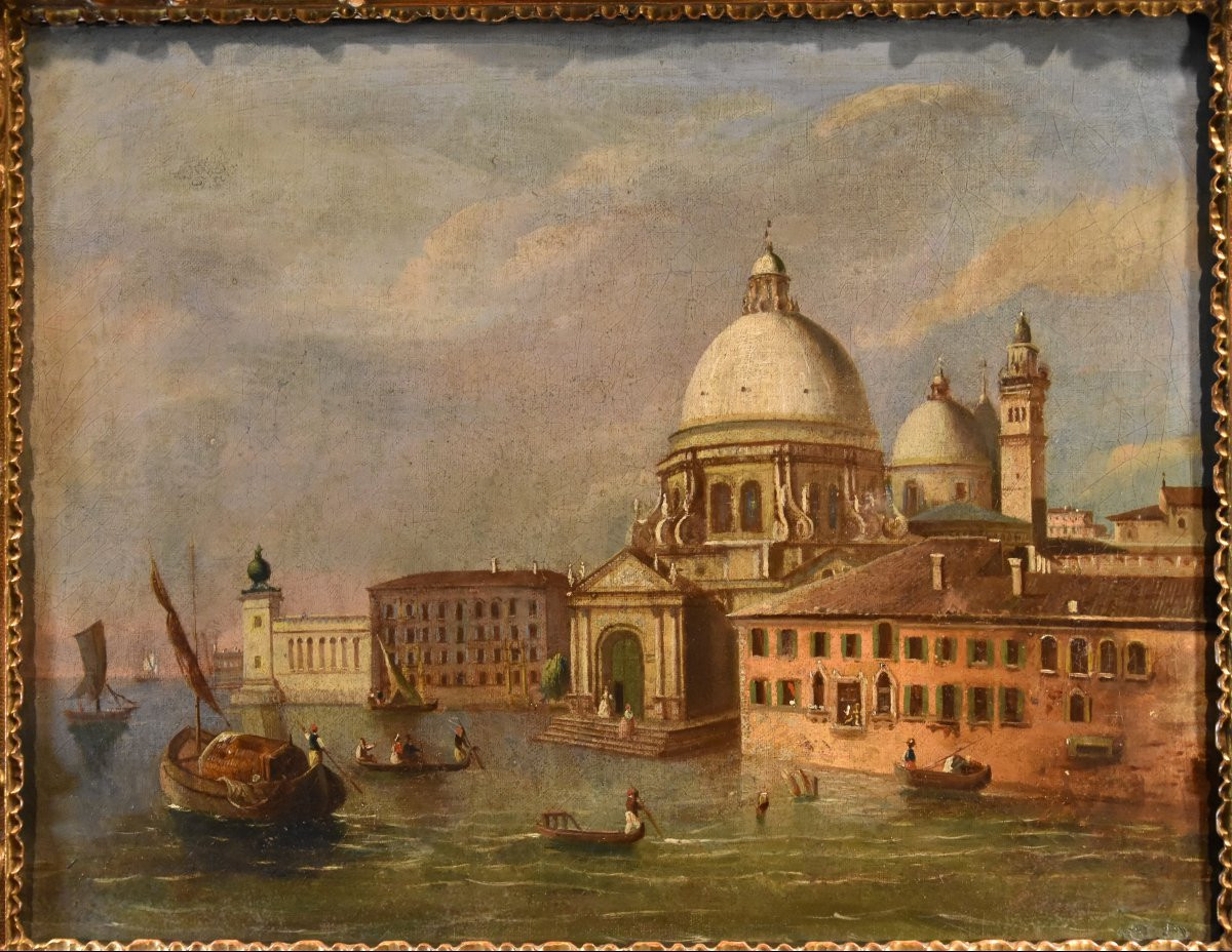 Giacomo Guardi (Venise, 1764 – 1835) suiveur, Venise avec la basilique Santa Maria della Salute-photo-7