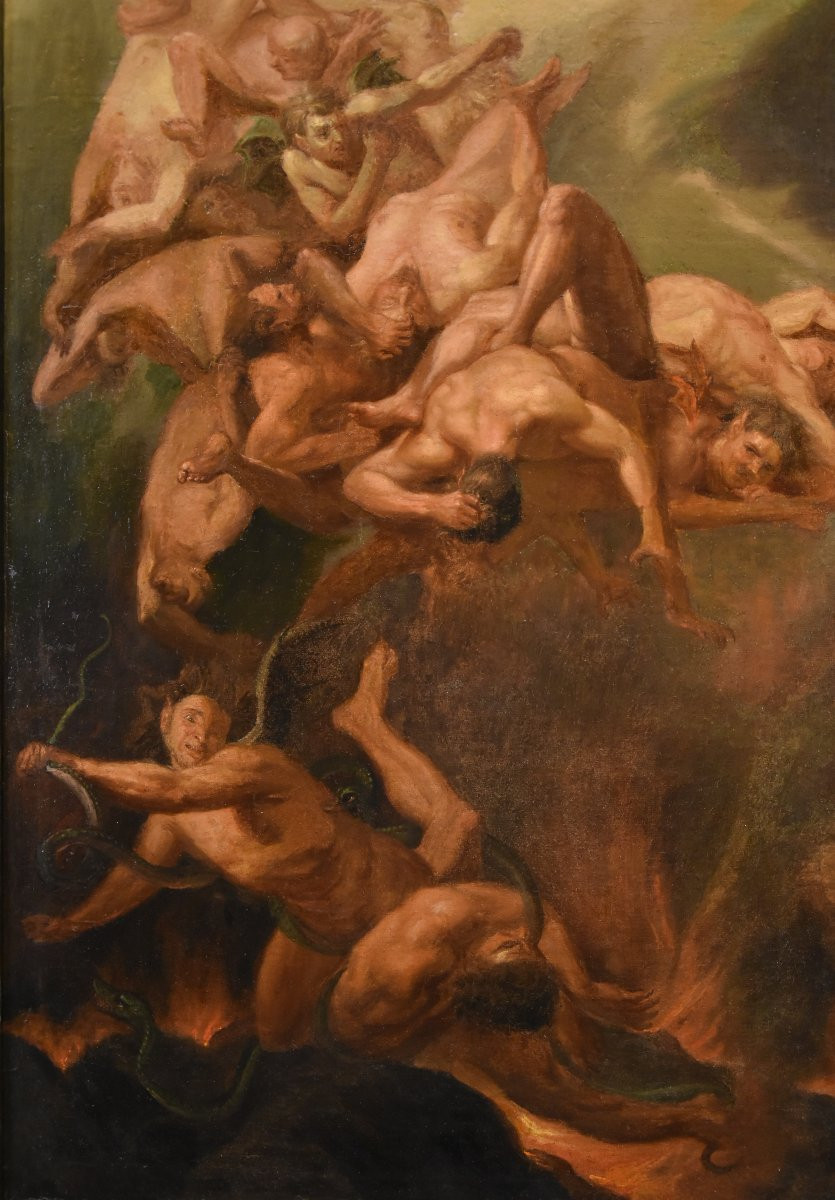 Saint Michel archange chassant les anges rebelles, École romaine XVIIe/XVIIIe siècle-photo-3