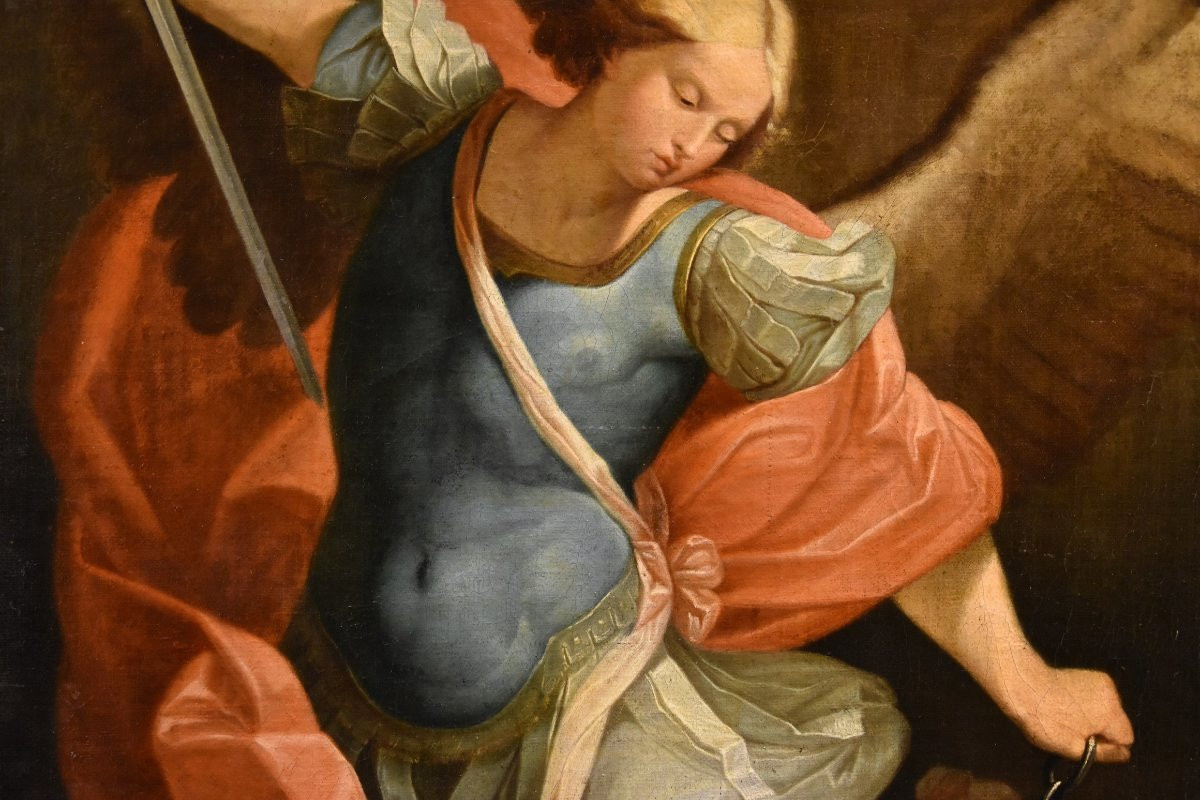 Saint Michel Archange, Guido Reni (Bologne 1575 - 1642) Atelier/suiveur de-photo-2