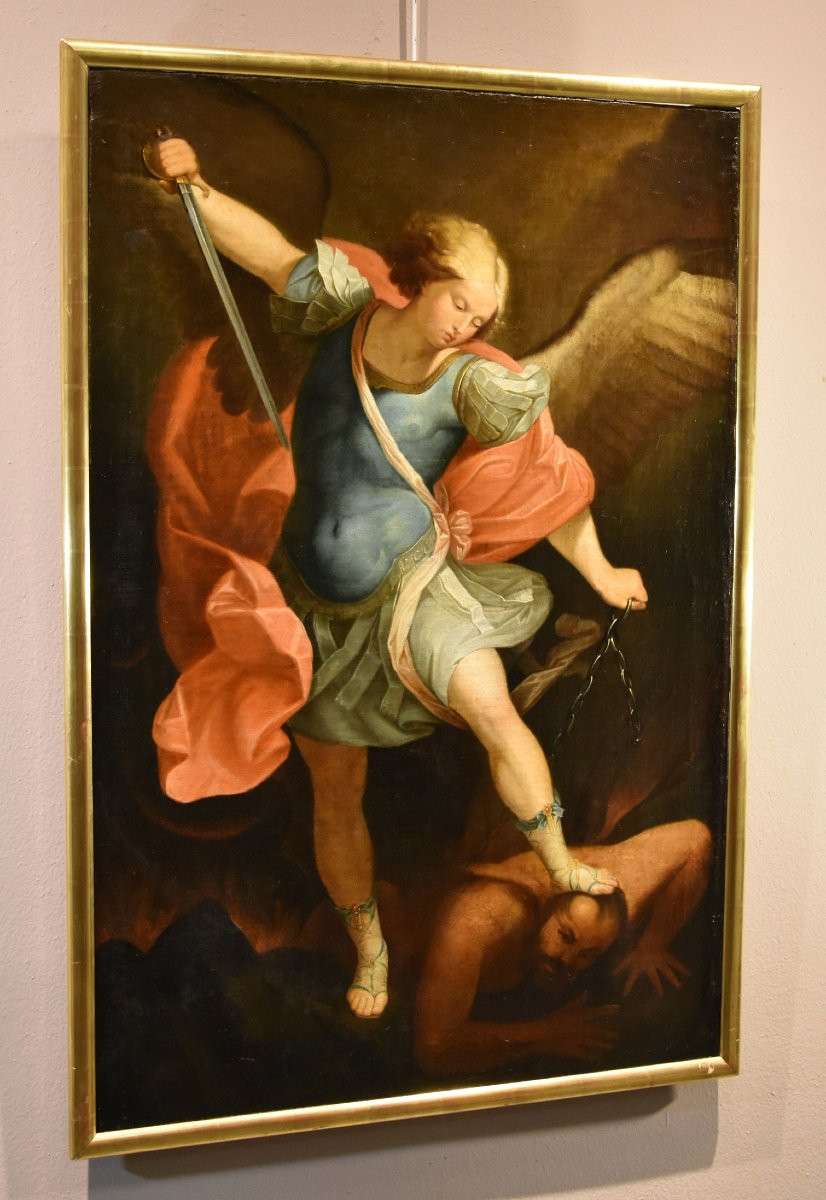 Saint Michel Archange, Guido Reni (Bologne 1575 - 1642) Atelier/suiveur de-photo-6