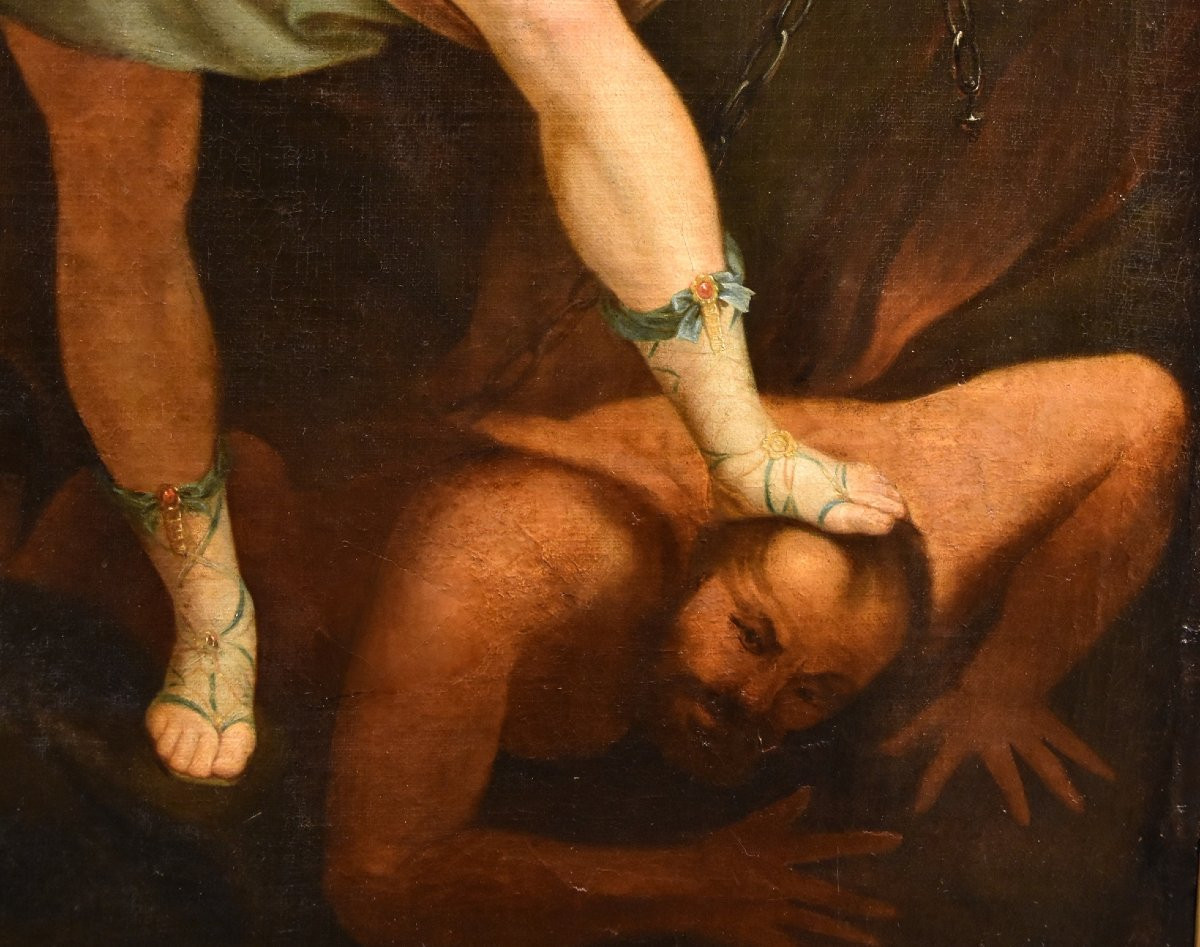 Saint Michel Archange, Guido Reni (Bologne 1575 - 1642) Atelier/suiveur de-photo-7