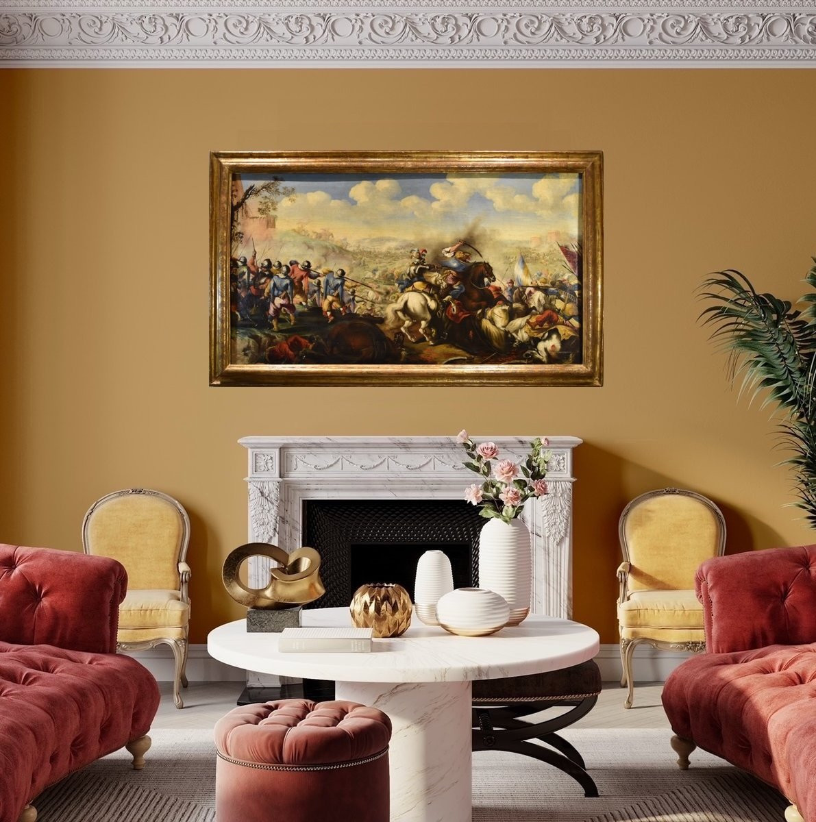 Bataille entre les cavaleries chrétienne et turque, Marzio Masturzo (Naples/Rome, XVIIe siècle)-photo-3