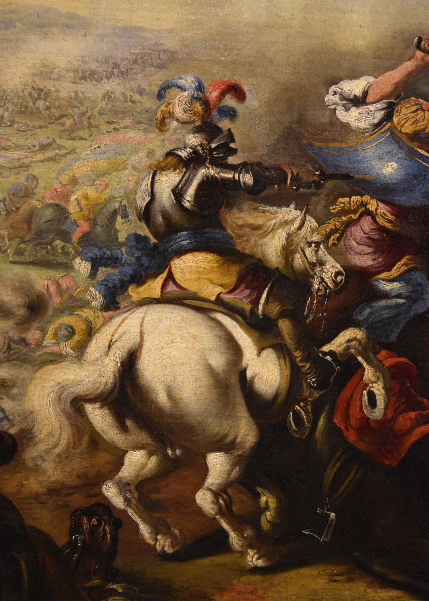 Bataille entre les cavaleries chrétienne et turque, Marzio Masturzo (Naples/Rome, XVIIe siècle)-photo-3