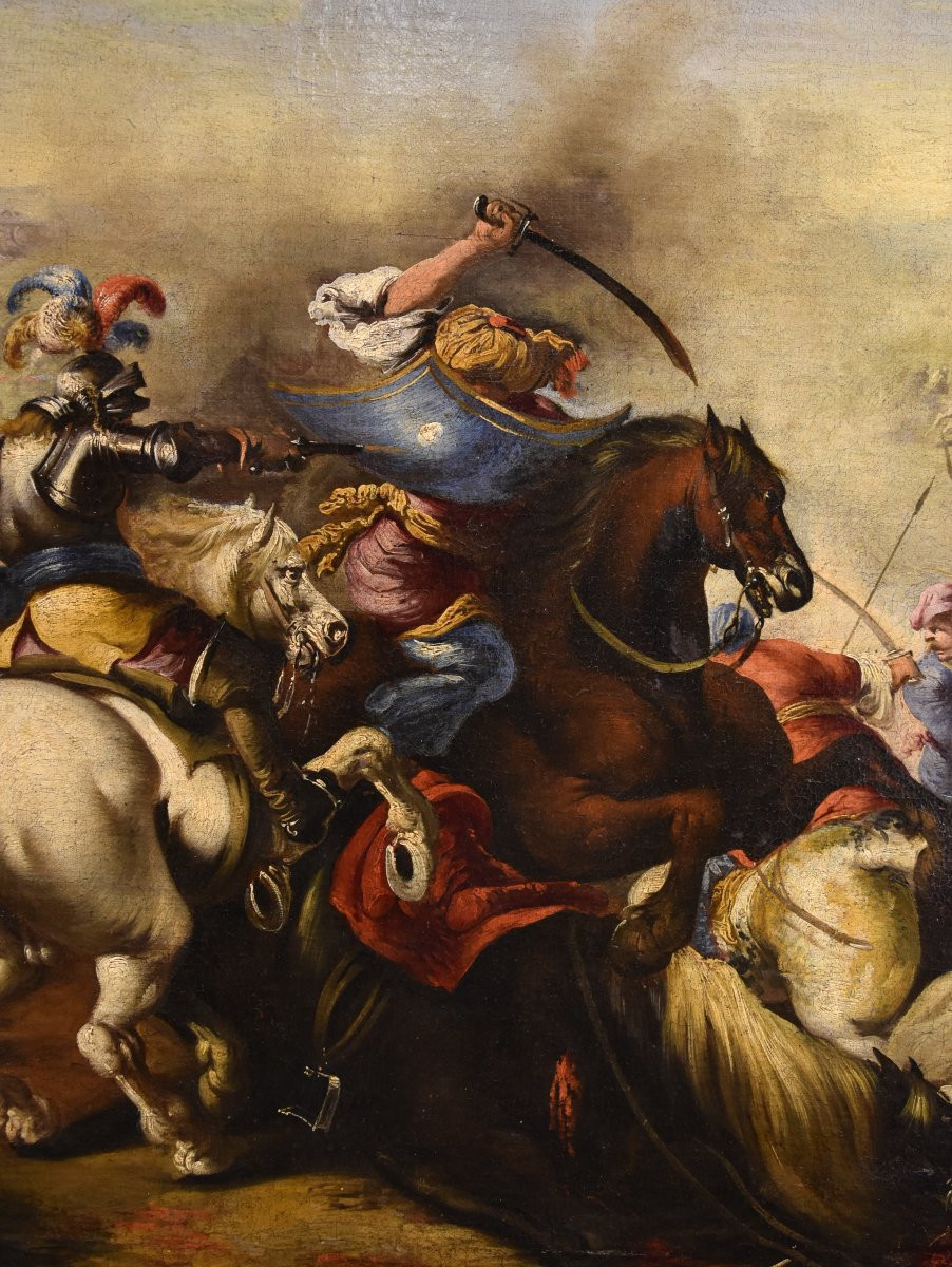 Bataille entre les cavaleries chrétienne et turque, Marzio Masturzo (Naples/Rome, XVIIe siècle)-photo-4