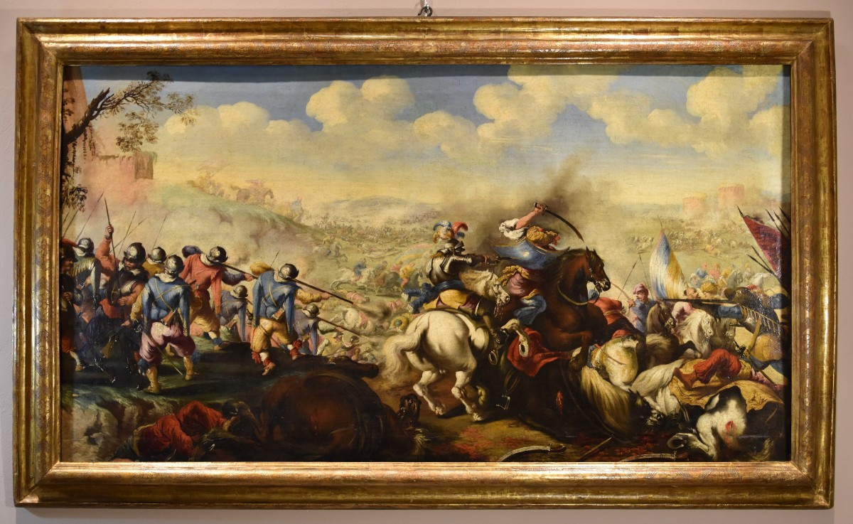 Bataille entre les cavaleries chrétienne et turque, Marzio Masturzo (Naples/Rome, XVIIe siècle)