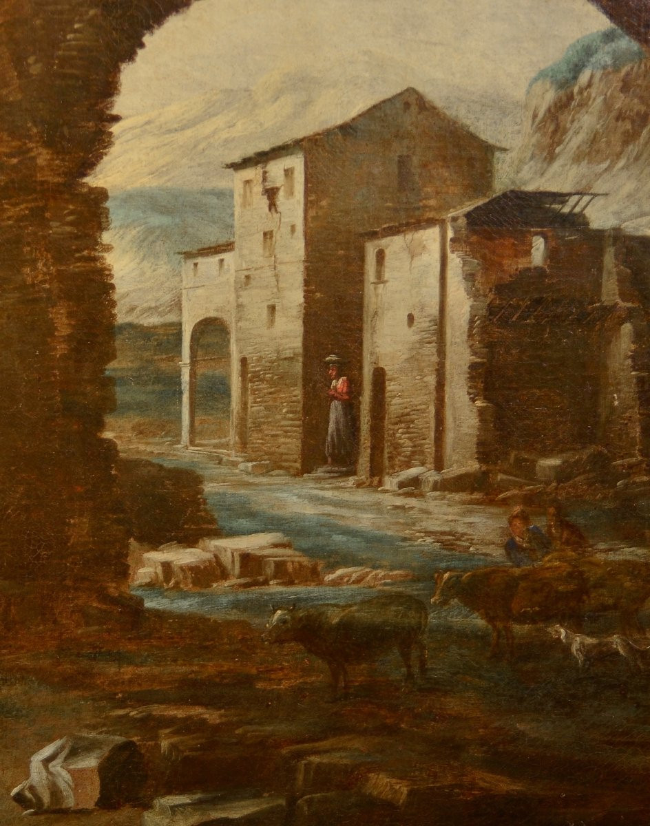 Antonio Travi (genoa 1608 - Genoa 1665), Landscape With Ruins And Biblical Scene-photo-3