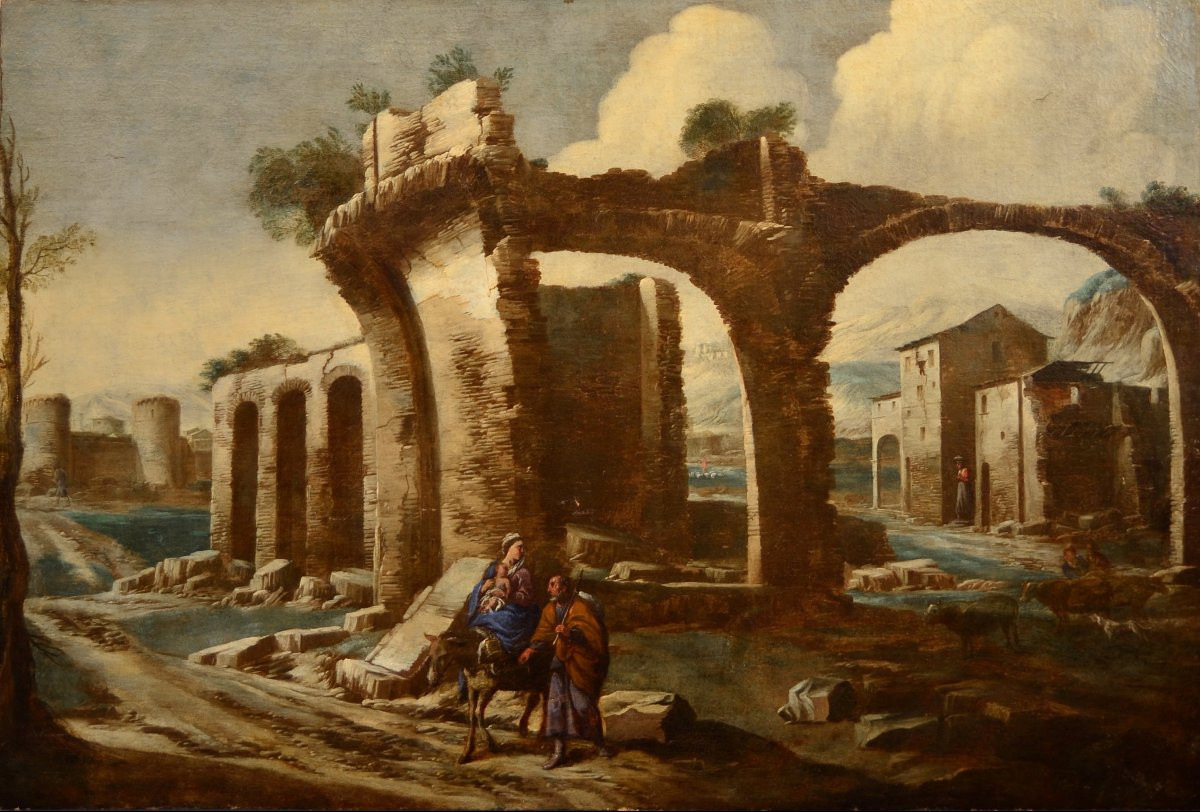 Antonio Travi (genoa 1608 - Genoa 1665), Landscape With Ruins And Biblical Scene-photo-8
