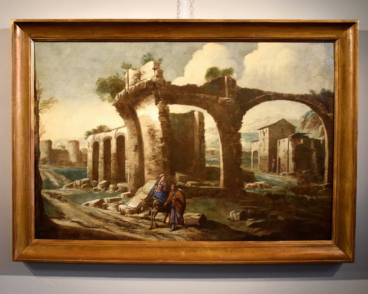 Antonio Travi (genoa 1608 - Genoa 1665), Landscape With Ruins And Biblical Scene