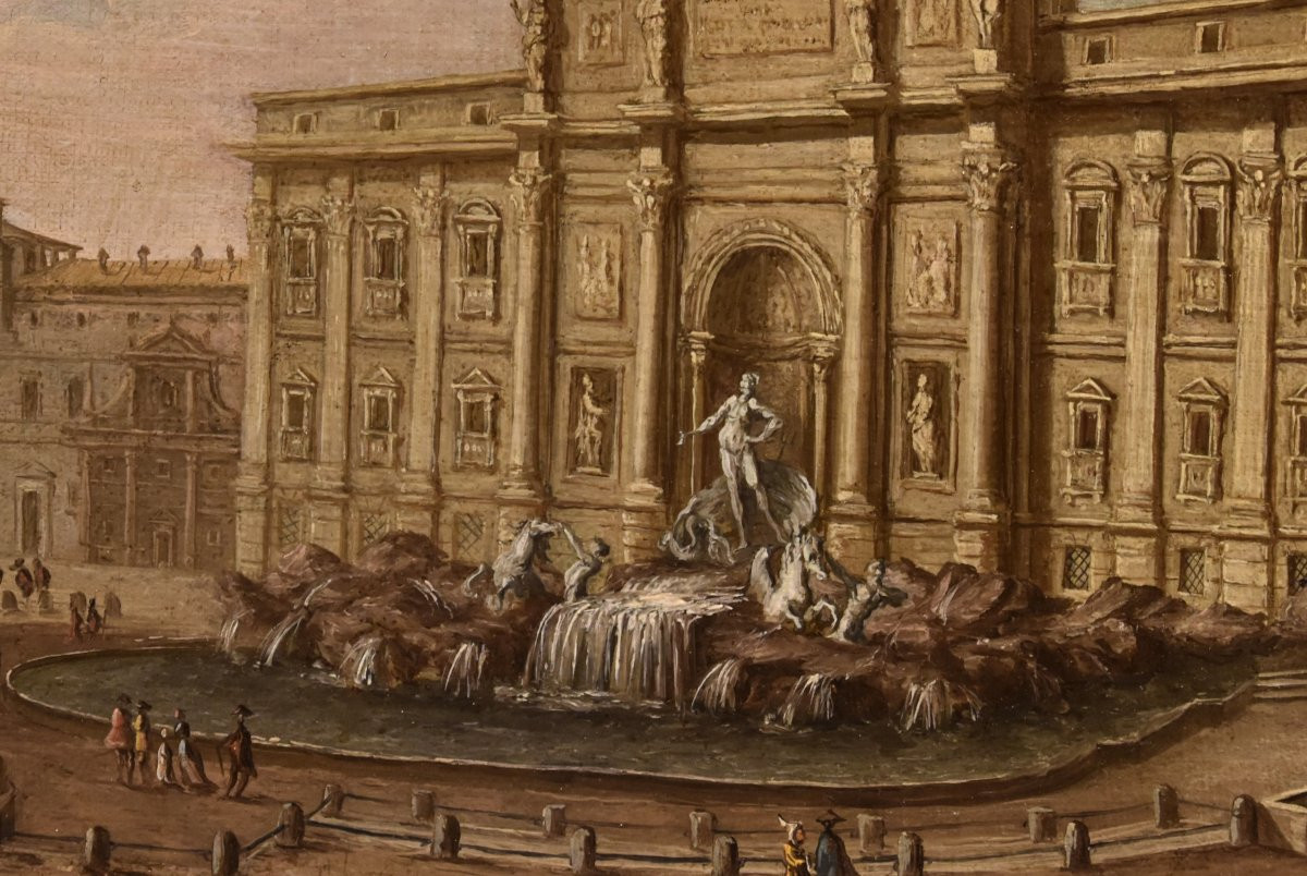 View Of Rome With The Trevi Fountain, Giovanni Giacomo Van Lint (rome 1723 - 1790) Attributed-photo-3