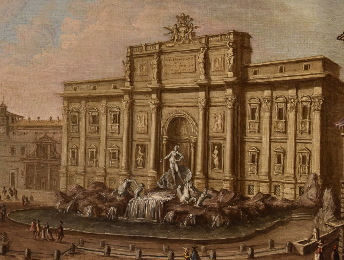 View Of Rome With The Trevi Fountain, Giovanni Giacomo Van Lint (rome 1723 - 1790) Attributed-photo-4