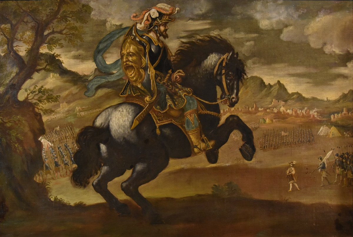 Equestrian Portrait Of Pietro Strozzi, Florentine Painter 17th-18th Century-photo-3