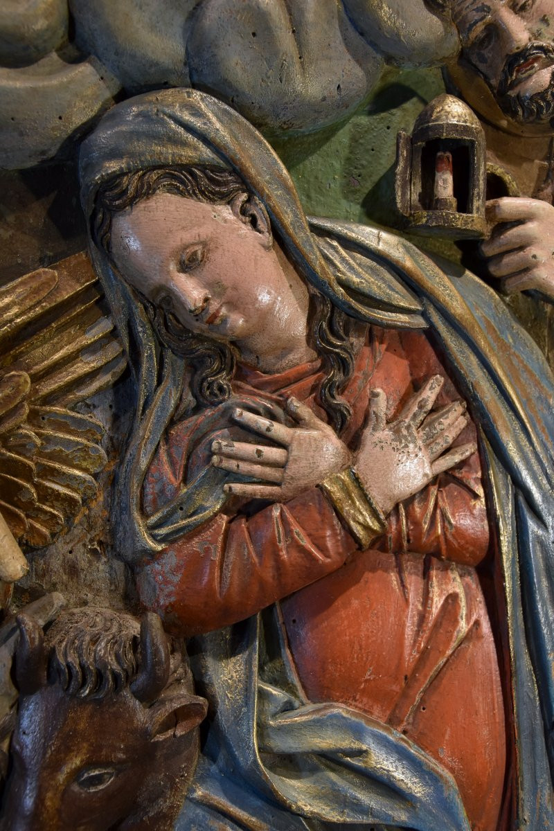 High Relief Sculpture Depicting The Nativity, Spain (seville) 16th Century-photo-4