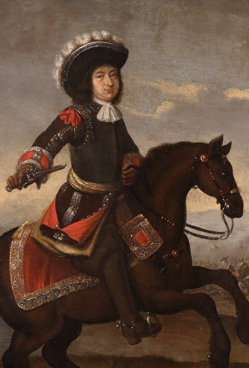 Equestrian Portrait With Battle Scene, Circle Of Adam Frans Van Der Meulen (1632 – 1690)-photo-4