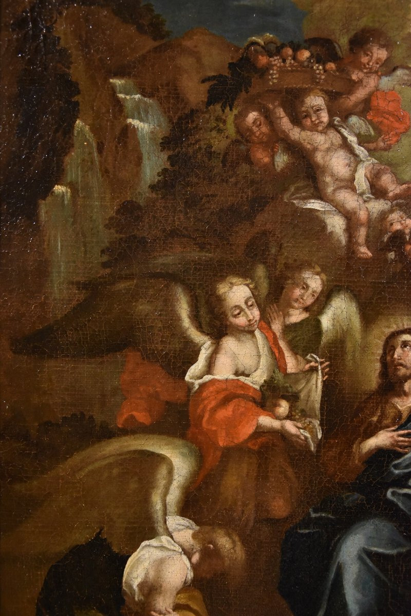 Christ Entouré d'Anges Dans Le Désert, Pietro Da Cortona (cortone 1597 - Rome 1669) Cercle De -photo-4