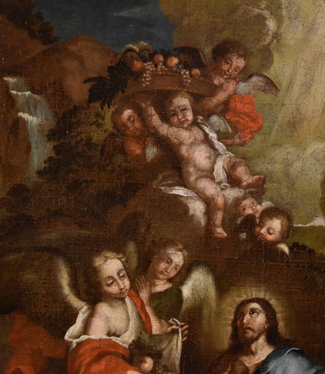 Christ Entouré d'Anges Dans Le Désert, Pietro Da Cortona (cortone 1597 - Rome 1669) Cercle De -photo-6