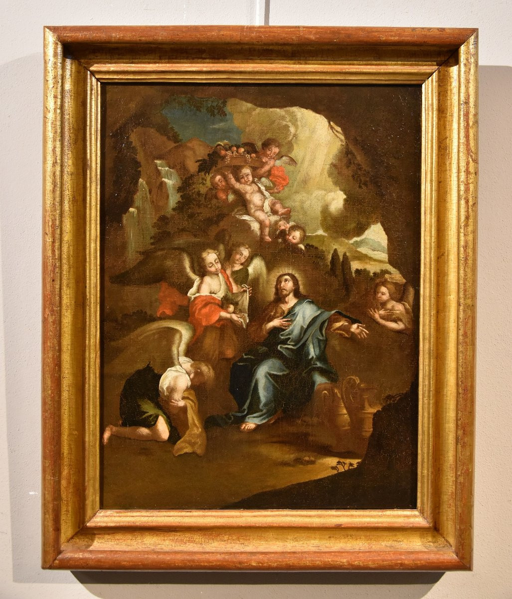 Christ Entouré d'Anges Dans Le Désert, Pietro Da Cortona (cortone 1597 - Rome 1669) Cercle De -photo-7