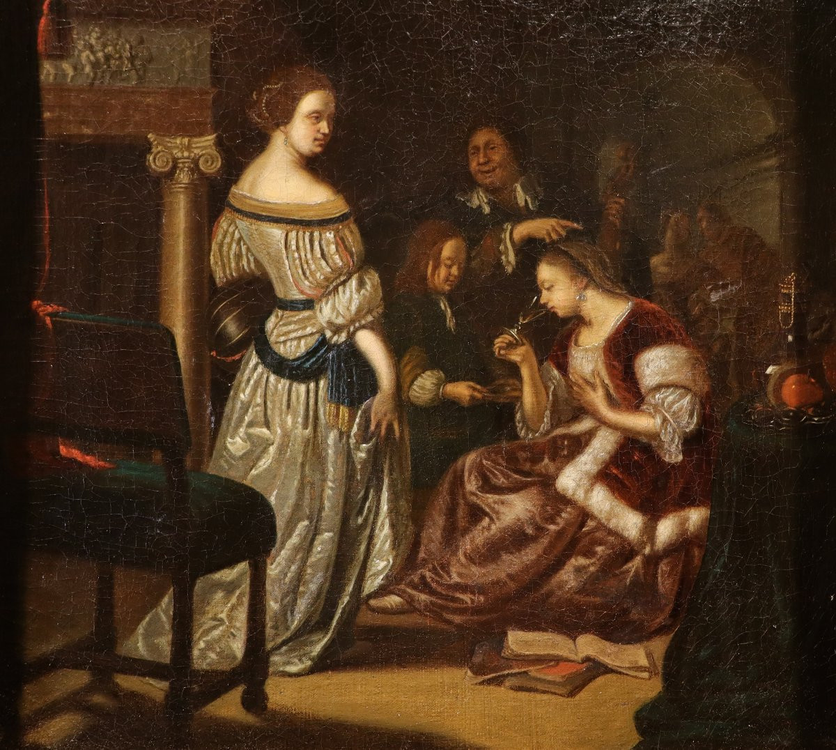 Élégante compagnie dans un intérieur, Frans van Mieris (Leyde 1635 - 1681) Atelier-photo-3