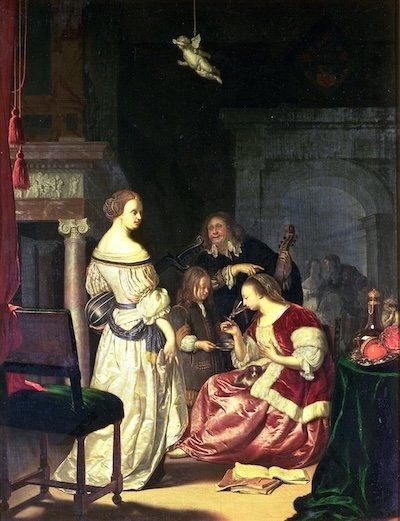 Élégante compagnie dans un intérieur, Frans van Mieris (Leyde 1635 - 1681) Atelier-photo-7
