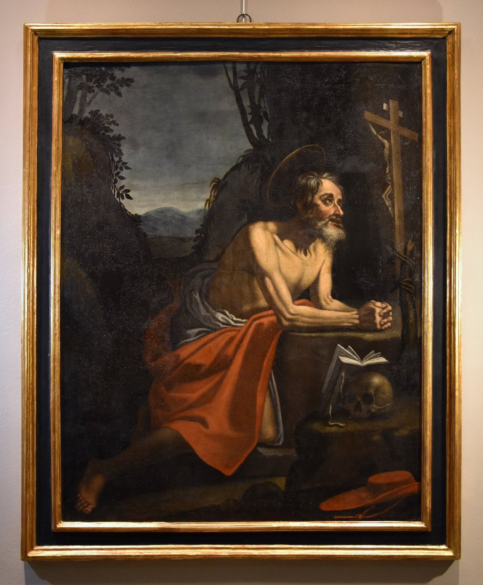 Saint Jerome Penitent In The Cave, Hendrick De Somer (lokeren 1602 - Naples 1655)-photo-2