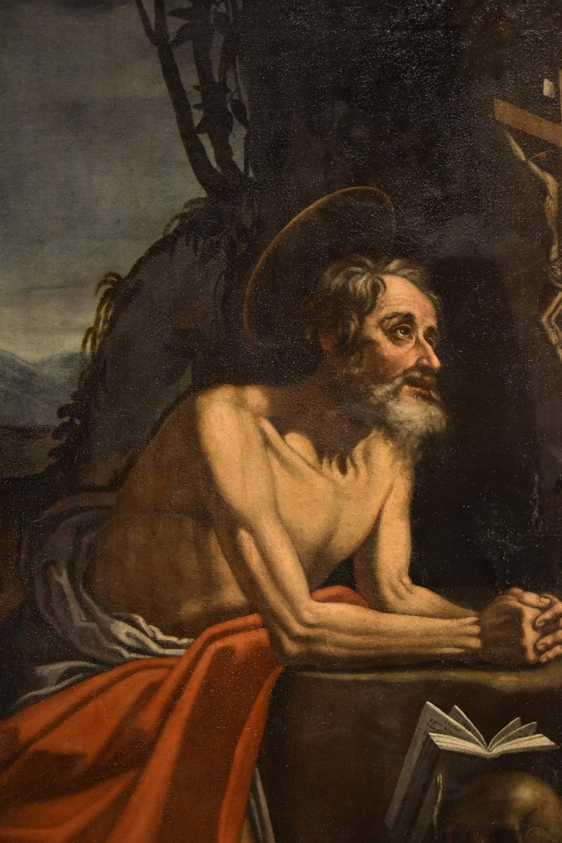 Saint Jerome Penitent In The Cave, Hendrick De Somer (lokeren 1602 - Naples 1655)-photo-3