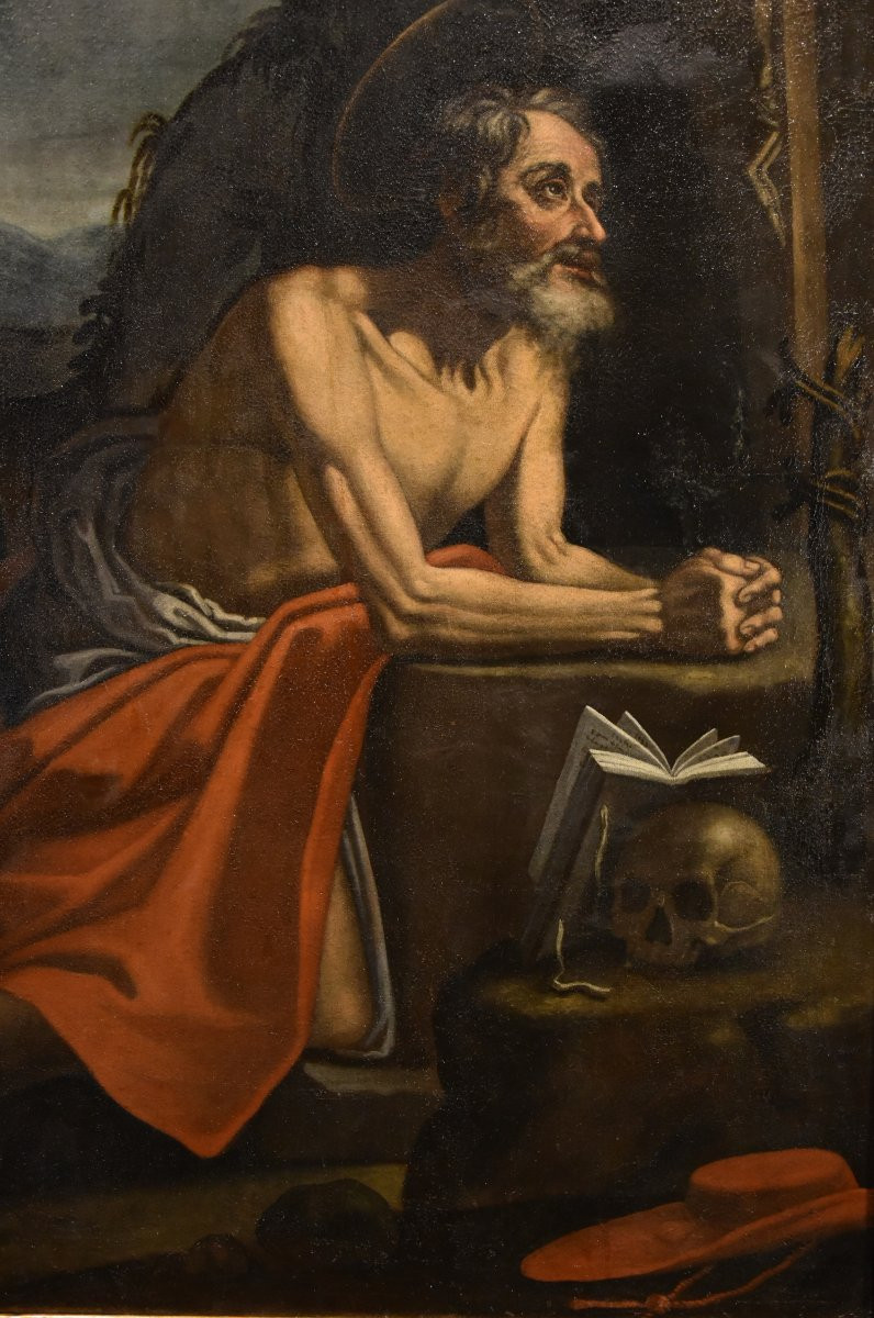 Saint Jerome Penitent In The Cave, Hendrick De Somer (lokeren 1602 - Naples 1655)-photo-4