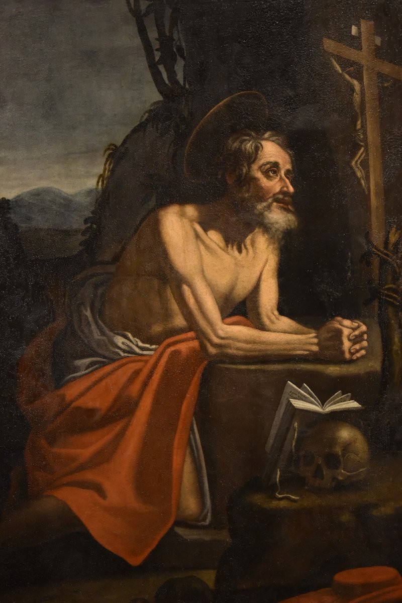 Saint Jerome Penitent In The Cave, Hendrick De Somer (lokeren 1602 - Naples 1655)-photo-3