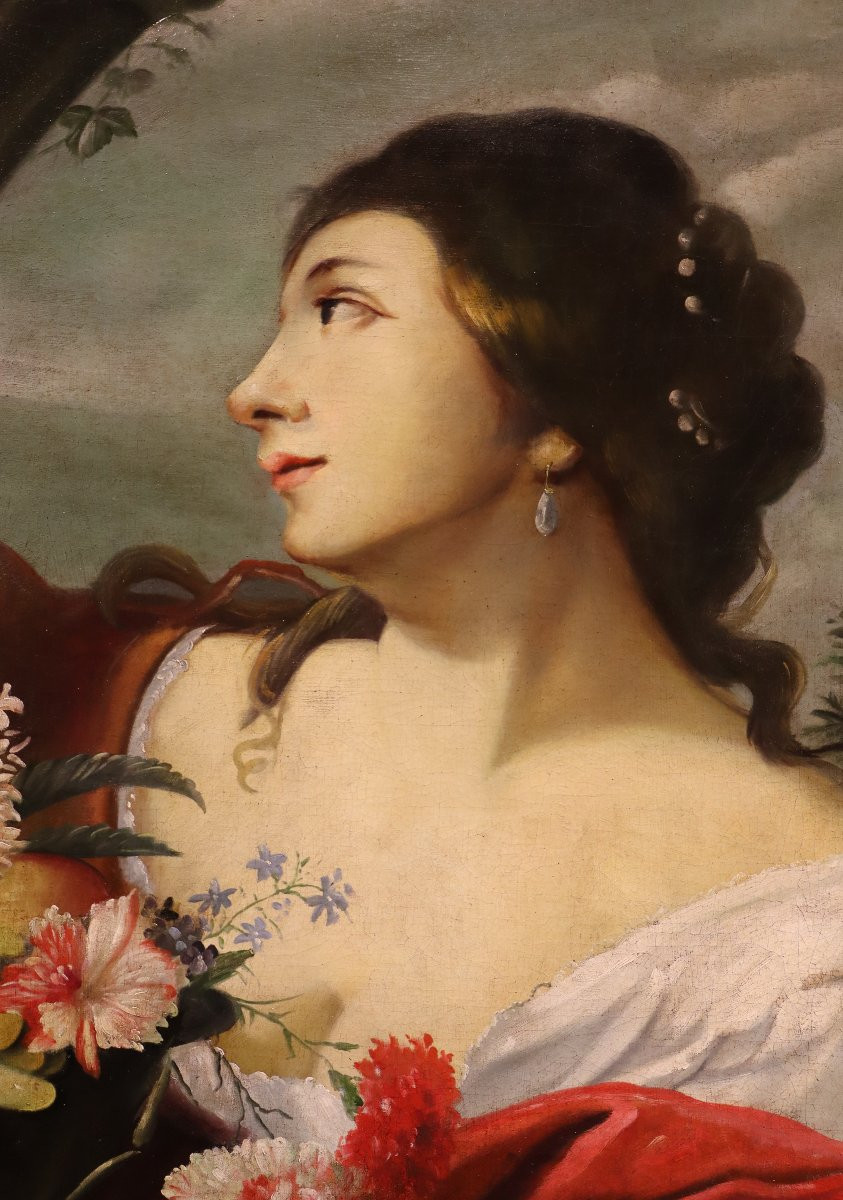 Femme avec des fleurs et des fruits, Abraham Brueghel (Anvers 1631 - Naples 1690) atelier-photo-3