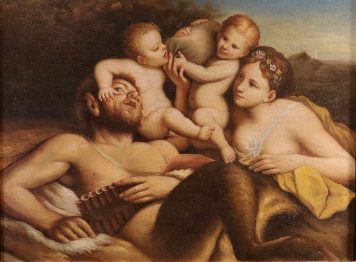 Faune, nymphe et deux putti, Pietro Liberi (Padoue 1605 - Venise 1687) suiveur-photo-7