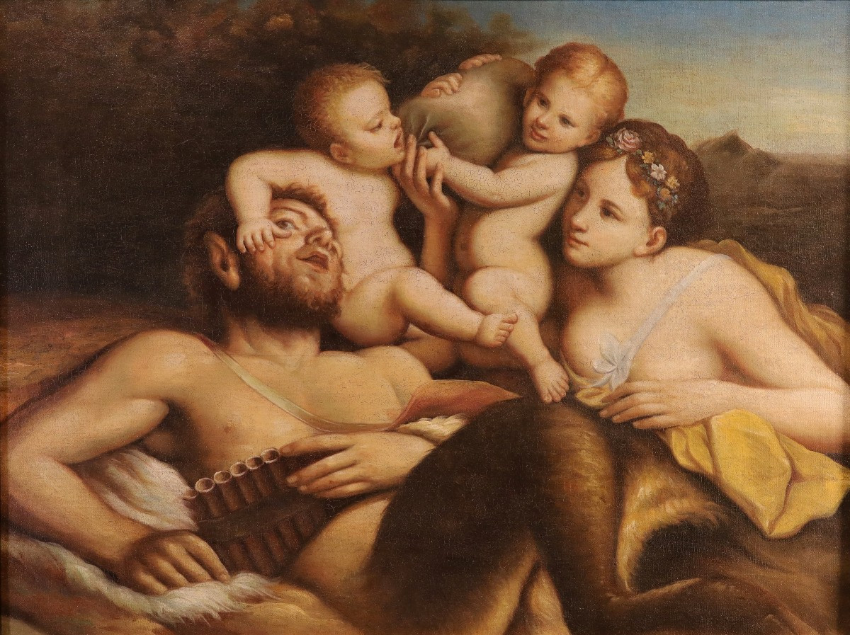 Faune, nymphe et deux putti, Pietro Liberi (Padoue 1605 - Venise 1687) suiveur
