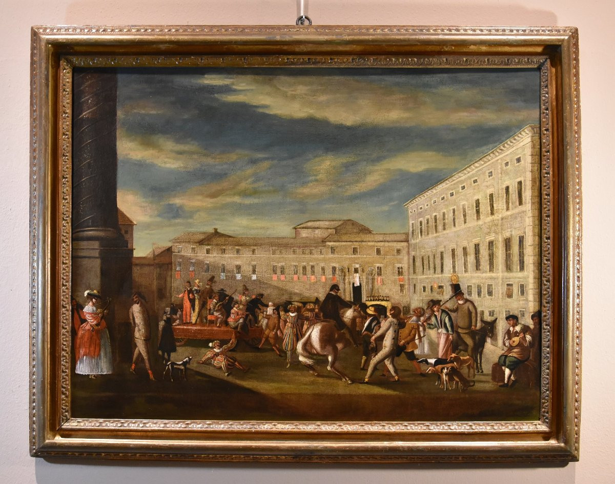 Carnival In Rome In Piazza Colonna, Roman School Of Bamboccianti (mid-17th Century)-photo-2