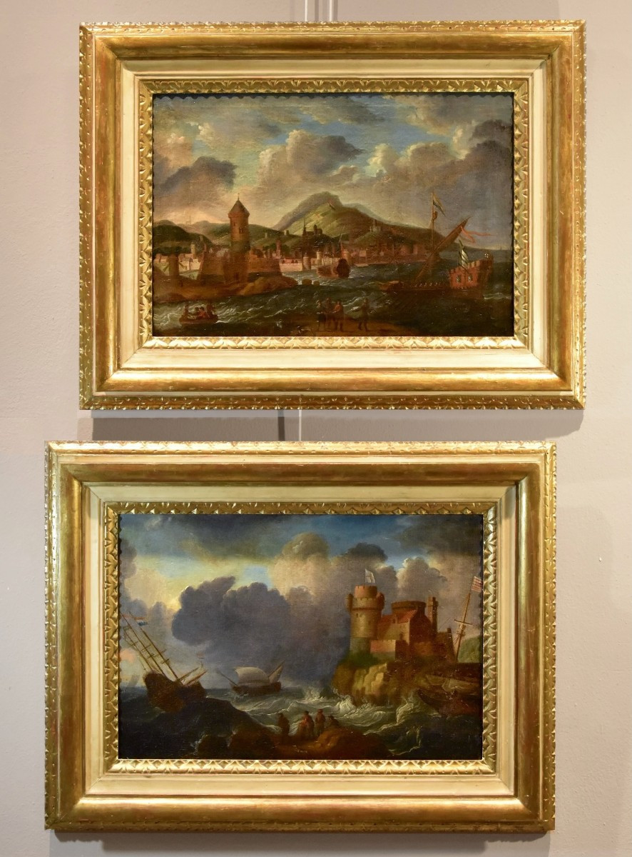 Pair Of Coastal Landscapes, Peter Van De Velde (antwerp 1634-1714) Circle Of