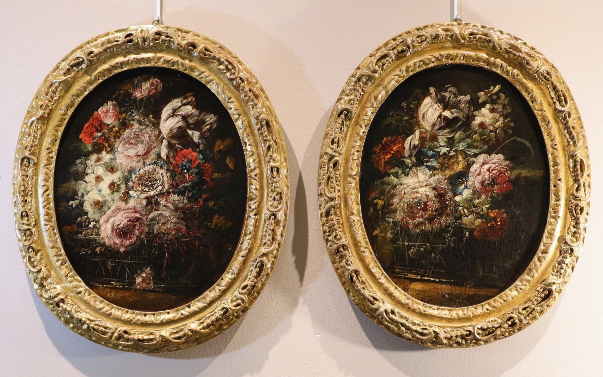 Paire de natures mortes de fleurs, Margherita Caffi (Crémone 1647 – Milan 1710) atelier de