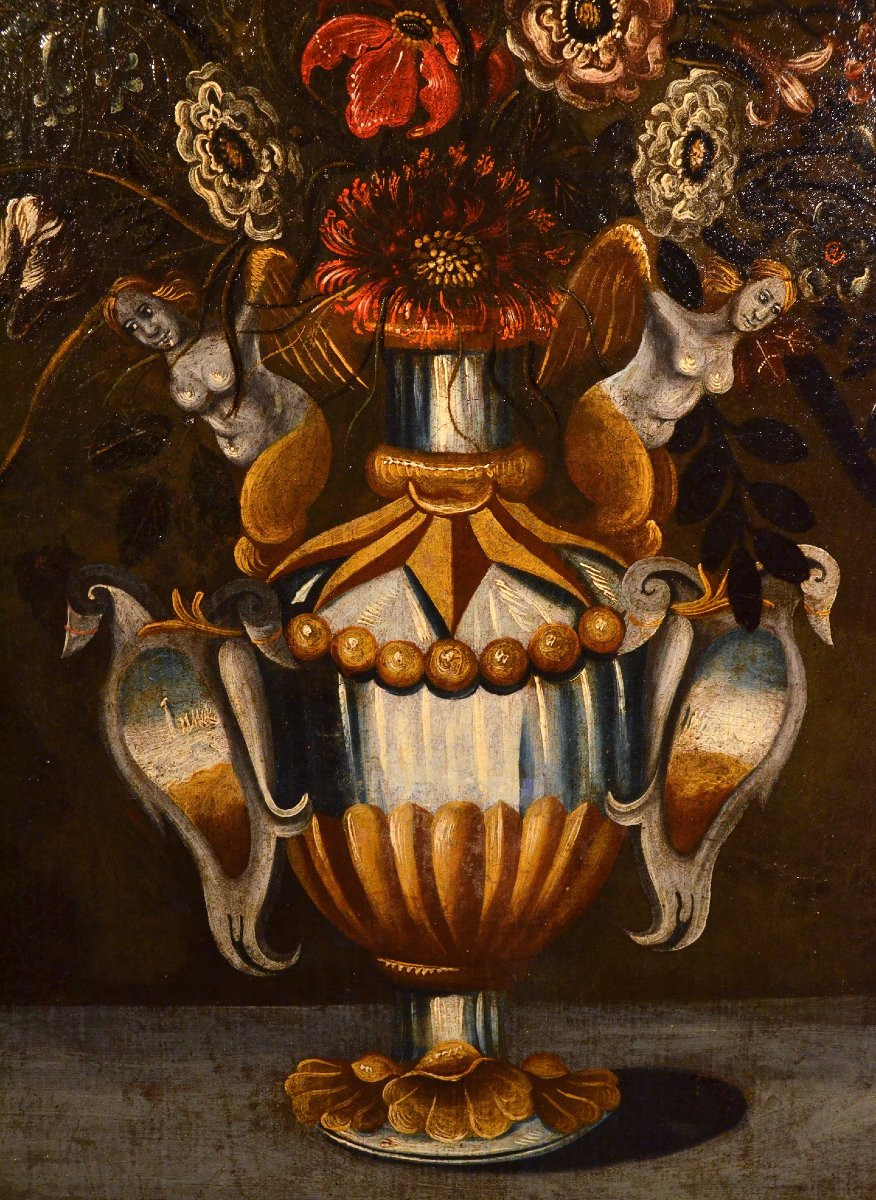 Fleurs Dans Un Vase Classique, Maître Du Vase Aux Grotesques (rome, XVIIe Siècle)-photo-4