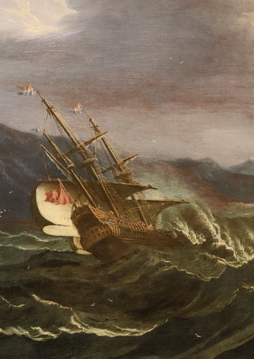 Stormy Sea With Ships, Matthieu Van Plattenberg (antwerp 1608 - Paris 1660)-photo-4