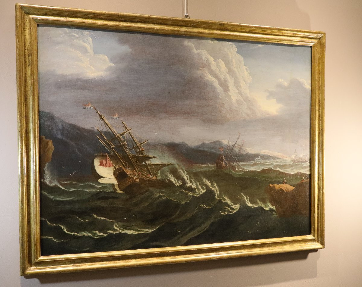 Stormy Sea With Ships, Matthieu Van Plattenberg (antwerp 1608 - Paris 1660)-photo-5