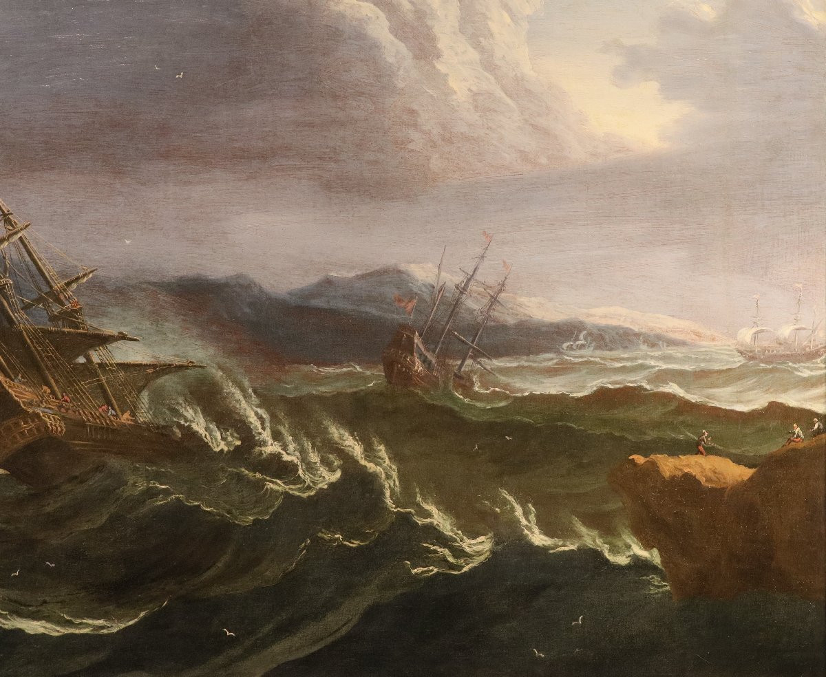 Stormy Sea With Ships, Matthieu Van Plattenberg (antwerp 1608 - Paris 1660)-photo-7