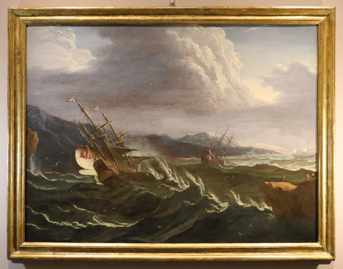 Stormy Sea With Ships, Matthieu Van Plattenberg (antwerp 1608 - Paris 1660)
