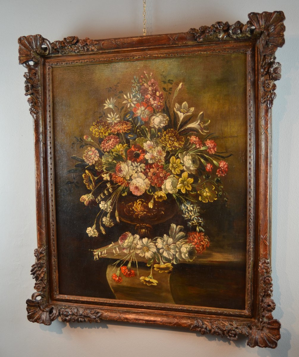 Still Life With Vase Of Flowers Italian, School Of The Nineteenth Century-photo-4