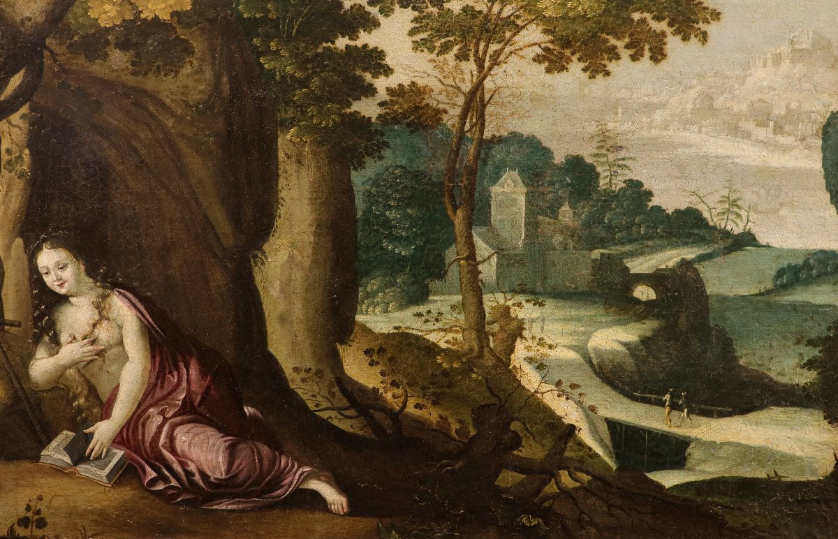 Fantastic Landscape With Mary Magdalene, Paul Bril (antwerp, 1554 – Rome, 1626) Workshop Of-photo-4