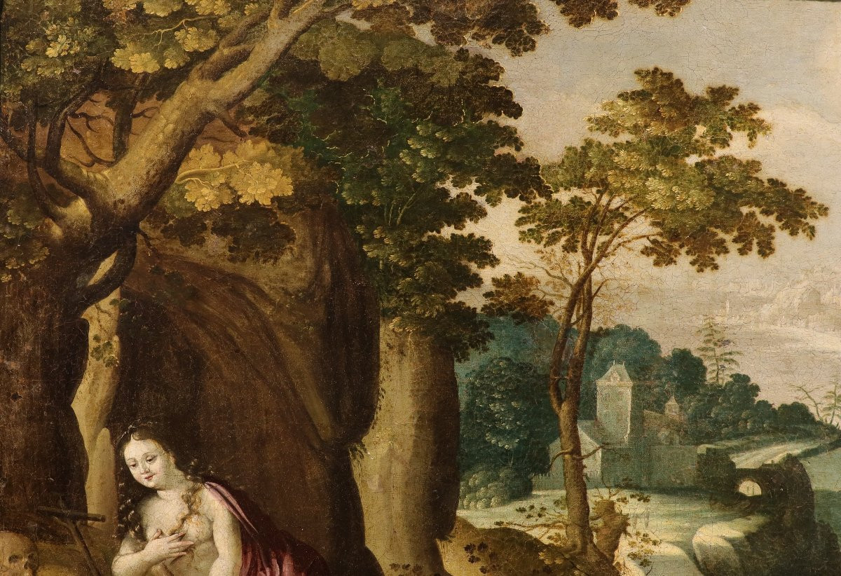 Fantastic Landscape With Mary Magdalene, Paul Bril (antwerp, 1554 – Rome, 1626) Workshop Of-photo-3